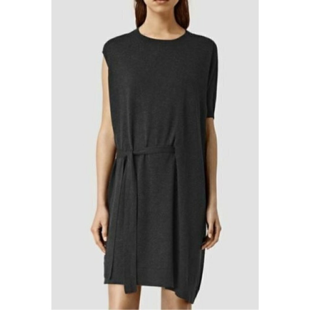 AllSaints Shera Sweater Dress Womens XS Cinder Black Marl